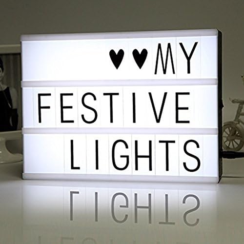 LED Light Box Free Combination Cinematic Light Up Your Life Box Message Board with 90 Black Letters, Numbers, Symbols A4 Size