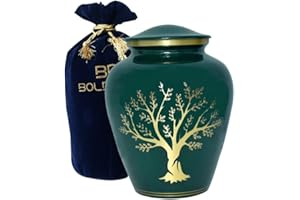 BOLD & DIVINE Urne mit Baum des Lebens, Bedruckt, groß, 200 Kubikzoll, menschliche Asche, Gedenkurne, Beerdigung, Beerdigung, Urne mit Samtbeutel
