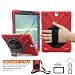 Produktbild Samsung Galaxy Tab S3 9.7 Schutzhülle, BRAECN [Heavy Duty] 360 Grad Drehbar Ständer/A Handschlaufe und verstellbarem Schulterriemen Schutzhülle [stoßfest] Hybrid PC + Silikon Hülle Cover für Samsung Galaxy SM-T820/SM-T825C (ROT)