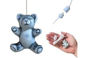 Lowgy Ceramic Teddy Bear Light Pull with Cord & Connector - Novelty Handle for Bathroom Lights, Fans and Blinds (Blue)