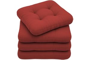 chilly pilley Cojín para Silla Resistente Al Agua con Correas Almohadilla para Silla Acolchada Interior Exterior Muchos Colores (Rojo Oscuro, 40 x 40 cm Juego de 4)