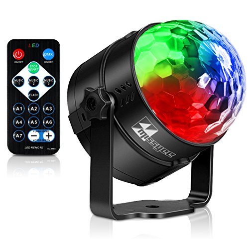 Disco Ball Lights Mini Stage Light Upgraded 4 Colours LED RGB Party Lights Strobe Lights by Missyee® Crystal Ball Sound Activated + Remote Control Atmosphere Bulb for KTV Karaoke Xmas Party Wedding Show Bar Club Pub Color Changing Lighting (1 pack)