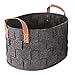 Produktbild GWELL Weben Filzkorb Kaminholzkorb Wäschekorb mit Leder Griff Holzkorb Holztasche Aufbewahrungskorb Zeitschriftenbeutel Zeitungskorb dunkelgrau S