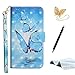 Produktbild TOUCASA iPhone 6S Handyhülle,iPhone 6 Hülle, Brieftasche flip PU Leder ledercaseHülle Kartenfächer [3D Oberfläche] Ultra Glatte Berührung für iPhone 6S/iPhone 6-Blauer Schmetterling+Stylus Pen