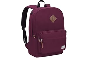 RAVUO School Backpack for Women, Casual School Bag for Teenager Girls Travel Daypack Rucksack Fits 15.6 Inch Laptop Burgundy