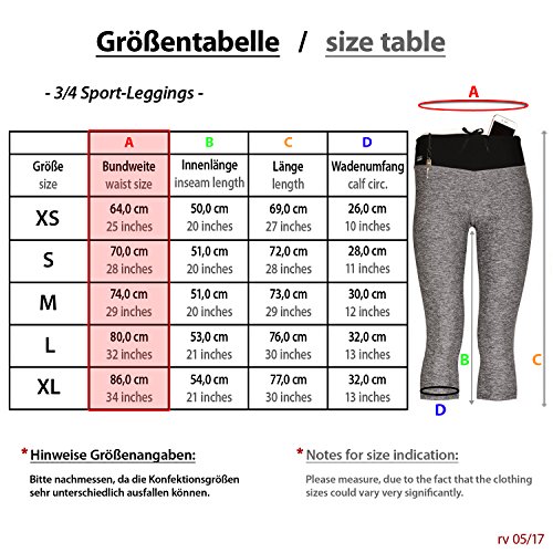 Sport-Leggings Damen 3 4 mit Hüfttasche für Handy Laufhose capri dreiviertel 3/4 Fitness Sport tights schwarz muster yoga hose sporthose jogging farbig dreiviertel 3/4 lang von Formbelt - 3