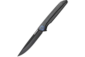 Harnds Assassin Outdoor Folding Knife Sandvik 14C28N Camping Hunting Knife with G10 Handle Satin Blade Finish Folding Knife (Czarny tytan/Schwarzes Titan)