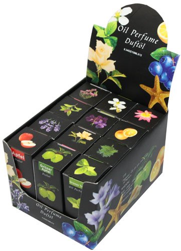 12x Duftöle a`10ml Duftöl Aromaöle gemischte Sorten + Display