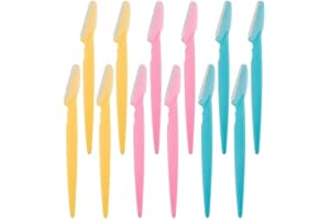 LAUCENTRAL Rasoirs à Sourcils, [12 Pièces] SlickMart Coupe-sourcils Portable, Eyebrow Razors Shavers pour le Visage avec Couverture de Précision pour Femmes et Hommes