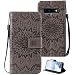 Produktbild Hülle Case mit Galaxy S10, Handyhülle Schutzhülle Brieftasche Kunstleder Handytasche Flip Cover Case mit Kartenfach Magnet Stander Design Mandala Muster Look für Samsung Galaxy S10 Handy Case im Grau