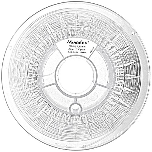 Minadax® 0,75kg Premium Qualitaet 3mm (2,85mm) PET-G Filament transparent fuer 3D-Drucker hergestellt in Europa - 2