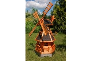 Deko-Shop-Hannusch Moulin à Vent à roulement et éclairage Solaire à LED 1,25 m Dunkel