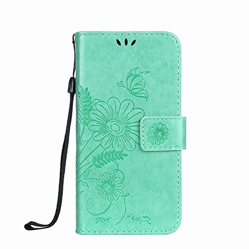 Samsung Galaxy S4 mini Hülle, Samsung Galaxy S4 mini Schutzhülle Leder Hülle, Alfort 2 in 1 Carving Lederhülle Fashion Design Premium PU Leder Hohe Qualität Tasche Case Cover Kasten Abdeckung Wallet für Samsung Galaxy S4 mini / i9190 4.3″ Smartphone Funktion Standfunktion Unterstützte Telefone und Magnetverschluss mit Ameisen gehen auf ein Datum ( Grün ) + Alfort Schwarz Stylus Pen - 2