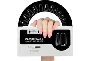 Beautilux Capsule Americaine Ongle, Oval Court Capsules Ongles Transparente Acrylique 552 Pièces 12 Tailles, Soak Off Faux Ongles Pose Americaine Pour Manucures à Domicile Et Salons De Manucure