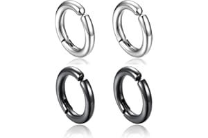 Visxcnu 2 Paar gefälschte Creolen ohne durchbohrte Nase Lippe gefälschte Ohrringe Edelstahl magnetische 10mm Ohrringe Magnetohrringe ohne durchbohrte Männer Frauen Ohrclips