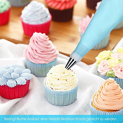Aodoor 24 Stücke Spritztüllen Set, 1 Spritzbeutel & 2 Kupplung Pralinen, Kuchen, Plätzchen, Keksen und Torten cake decorating tools aus Edelstahl - 2