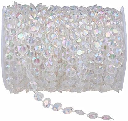 30M Garland Diamond Acrylic Beads Strand Hanging Curtain For DIY Wedding Party Decoration (Iridescent)