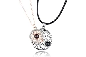 TIXIYU EN7JIOY - Collane magnetiche da donna, con scritta "Sun & Moon" in 100 lingue I Love You, collana coordinata per coppie, luna e sole, collana magnetica a forma di cuore, collane per migliori amiche,