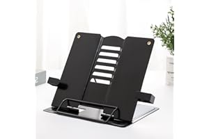 KETIEE Atril para Libros de Metal Plegable, Soporte Libros para Estudiar Soporte de Lectura para Libros Ajustable Atril Estudio Oposiciones Soporte de Lectura de Cocina, Negro