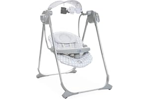 Chicco Polly Swing Up Balancelle Electrique pour Bébé, Transat Inclinable et Balancement Automatique avec Vibration, Jouets Suspendus, Musique et Télécommande, de la Naissance à 9 Kg- Leaf