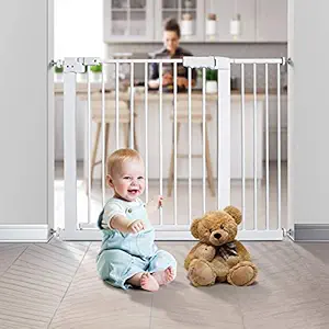 Baby Gates for Stairs and Doorways with Pressure Mounted Auto Close, 29-47 Inches - Easy Walk Thru Indoor Safety Gates for Kids or Pets, Includes 3.9