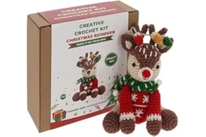 Shudehill Giftware Creative Crochet Kit for Adults – DIY Christmas Reindeer Craft Set, Perfect for Beginners, Includes All Materials & Instructions for a Fun, Easy Crochet Project