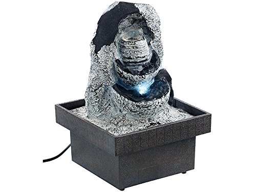 Zimmerbrunnen mit stufenlos regelbaren Wasserfluss - Pumpe und LED 20 cm