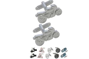 COLLAR AND CUFFS LONDON - Gemelos CON CAJA DE REGALO - Motocicleta - Latón - Perfecto Para Los Fans De Moto - Color Plata - Sport Deporte