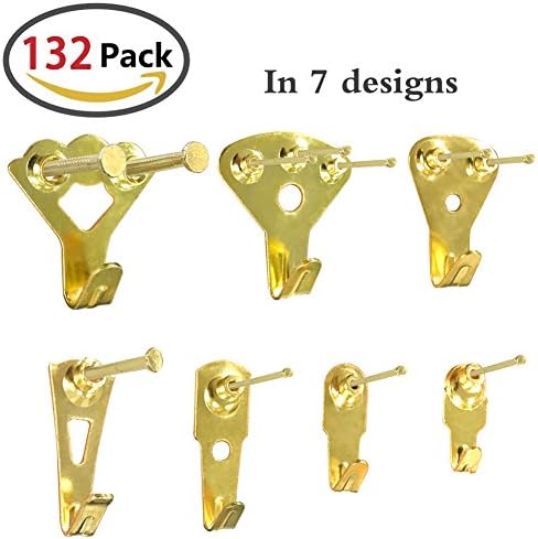 ZesGood 132pcs Picture Hangers Picture Hanger Hooks, Heavy Duty Picture Frame Hanging Kit