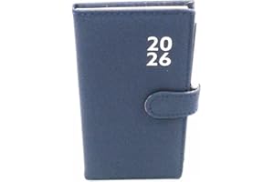 Sixstore 2026 Week to View Slim Diary Soft Leather Feel 16 x 8.5cm Size Journal with Pen, Blue