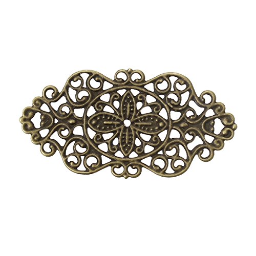 5 dekorative Ornamente, Floral, 4,5 x 2,3 cm, altmessing