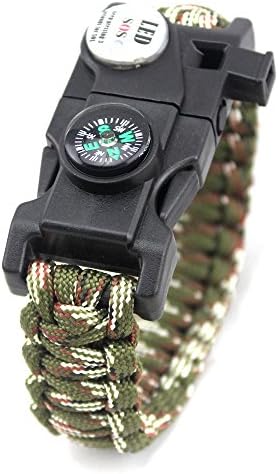 Tlingit Survival Bracelet Multifunction 20 in 1 Tools Firm Paracord with Compass Firestarter Whistle Gear Kit Equipment Multicoloure for Hiking Camping Adventure army green camouflage