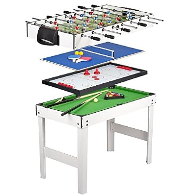 Leomark Table 4 jeux en 1 - billard, babyfoot, hockey de table et ping-pong
