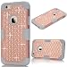 Produktbild GrandEver Defender Schutzhülle für iPhone 6S Plus/iPhone 6 Plus Hülle Hybrid Bumper Weiche Silikon + Hart PC Tasche Backcover Stoßfest TPU Kratzfest Rüstung Handyhülle Hartschale Hardcase Crystal Glitzer Diamant Etui Schutz Case Hardcover (Rose Gold und Grau)