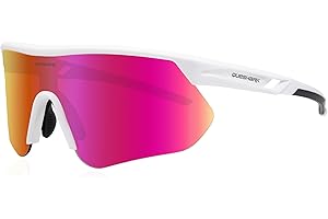 Queshark Lunette de Cyclisme, Lunette Running Homme Femme, TR90 Cadre & Protection UV400 Lunette Vélo, Lunettes de Soleil Homme Sport pour Cyclisme Conduite Golf Ski Pêche Course à Pied