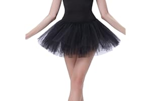 PUERHUACI Gonna Tutu in Tulle - 4 Strati per Vestito Festa Danza Principessa Sottogonna Nera