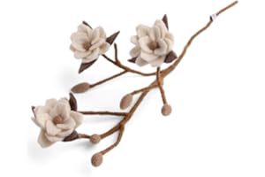 ‎GRY & SIF Gry & SIF Magnolie-Zweig aus Filz, Flexibler Stiel, Deko-Zweig für Vasen, Kunstzweig, Frühlingsdeko, Osterdeko | 1x Zweig mit weißen Blüten, 60cm