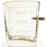WhiskyGlas mit realem Geschoß und gratis Gravur - God Day - Bad Day - What Day? - Geschenkidee