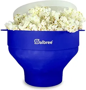 The Original Salbree Microwave Popcorn Popper, Silicone Popcorn Maker, Collapsible Bowl BPA Free - 14 Colors Available (Blue)