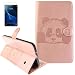 Produktbild Samsung Galaxy Tab 4 7.0/T230(2014) Smart Case Hülle mit Panzerglas,ISENPENK Original Flip Bookstyle samrt cover Wasserdicht Shockproof Anti Slip Protection Stoßfest Leather Case mit Standfunktion,3D Panda Muster Pattern Wallet Case mit Intern Karte Schlitz,Outdoor Stoßdämpfend Smart Case Sleep/Wake Funktion Luxus Wallet Tasche Schutzhülle Leathertasche für Samsung Galaxy Tab 4 7.0/T230(2014) 7.0Zoll[rosa]+Panzerglas/Schutzfoile/Scutzglas
