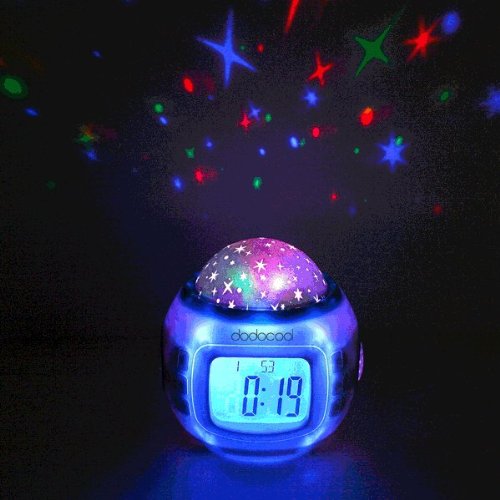 Musik Wecker LED Digital Wecker für Kinder mit Sternenhimmel Projektion Nachtlicht und Farbwechsel Thermometer - 7