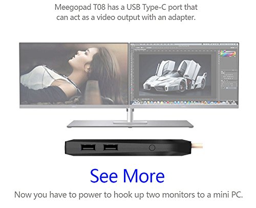 MeegoPad T08 MINI computer-Z83 Mini PC Stick Z8350 4GB/32G Win10 USB Type C (Intel Atom Cherry Trail x5-Z8350, GPU Intel Integrated HD Graphics, 4GB DDR3L, 32GB EMMC, Intel HD, Dual-Band WiFi WLAN, USB 3.0, Type C, HDMI, SD, Bluetooth, Windows 10)Set-top Box - 6
