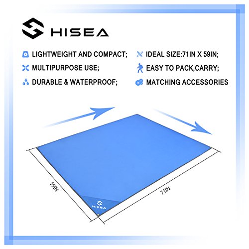 Hisea Outdoor Camping Picknick Decke -Wasserdichte Picknickdecke und Stranddecke mit Tasche Übergroß 71 x 59inch, weich und leicht für den Strand, zum Reisen, Wandern, Camping oder für Festivals - 4