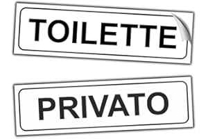 EVM "TOILETTE + PRIVATO" Eticchetta Segnaletica Targhetta in PVC Morbido Adesivo impermeabile Porte Locali Ufficcio Bagno 21x6cm 2pz