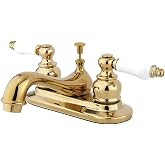 Kingston Brass GKB602PL Restorasyon Lavabo Bataryası, 10 cm Merkez Mesafe, Cilalı Pirin&ccedil;, Pop-up S&uuml;zge&ccedil;li