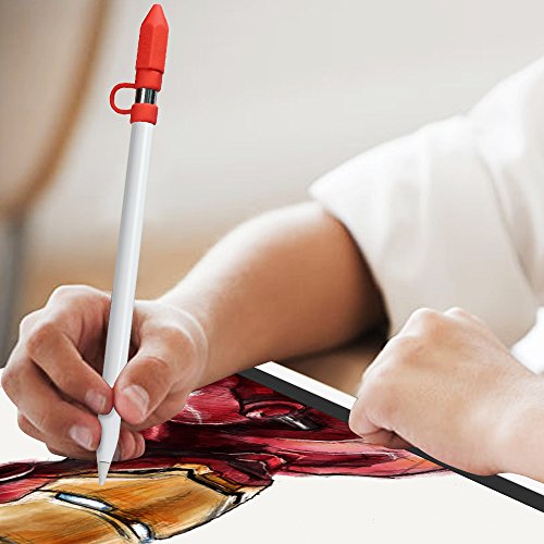 [3-Pack] Fintie Apple Pencil Stift Kappehalter/ Schreibfeder-Abdeckung/ Halterung für Lightning Kabel Adapter für den iPad Pro Pencil (Apple Pencil, Ladekabel und Adapter sind nicht im Lieferumfang enthalten), Rot - 7