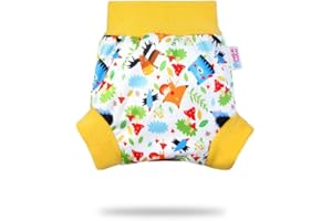 Petit Lulu Pull Up Cloth Nappy Wrap | Size L | Washable Diaper Wrap | Reusable Cloth Nappies | Made in Europe (Crazy Animals)