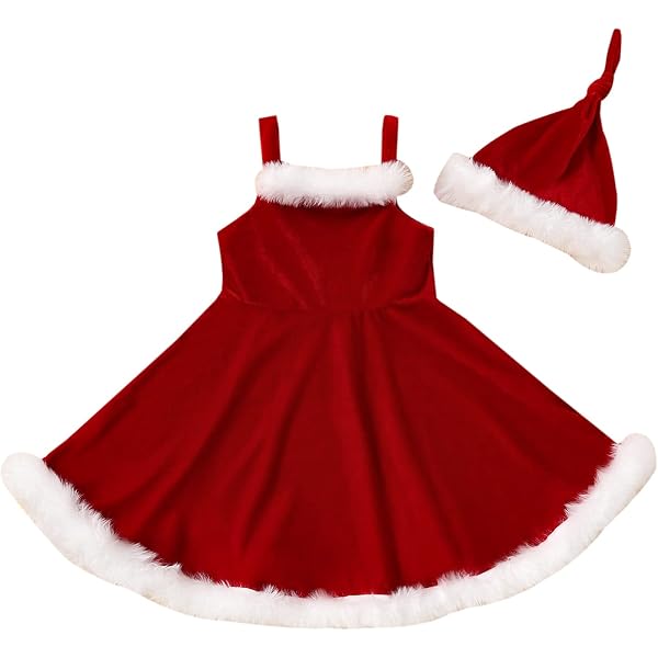 Vestito Natale Per Neonata – Completo Con Top, Gonna E Cappellino, Morbido E Confortevole, Per Feste E Foto
