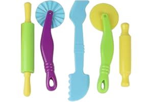 CRLLDPM 5 Piezas Herramientas para Masa de Arcilla para Niños, Herramientas de Plastilina, Accesorios para Plastilina de Arcilla para Moldear, Bricolaje Kits de fabricación de Pasta Múltiples, Para Niños