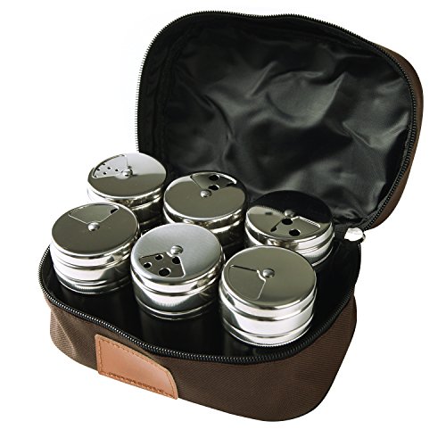 de feuilles 6*kleine Menage Tisch Ministreuer Pfeffermühle Gastro Set aus rostfreiem Edelstahl mit Beutel,einfach zu tragen Aufbewahrung zu Hause oder outdoor BBQ benutzen